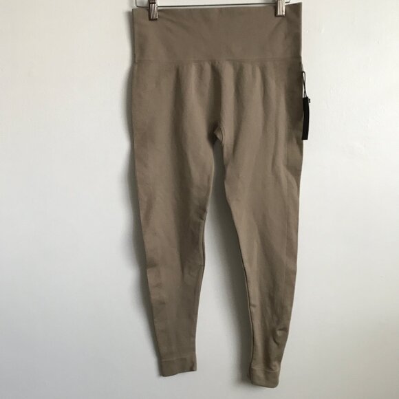 Set Active Legging Pant Taupe Skinny Stretchy Womens L - Picture 1 of 9